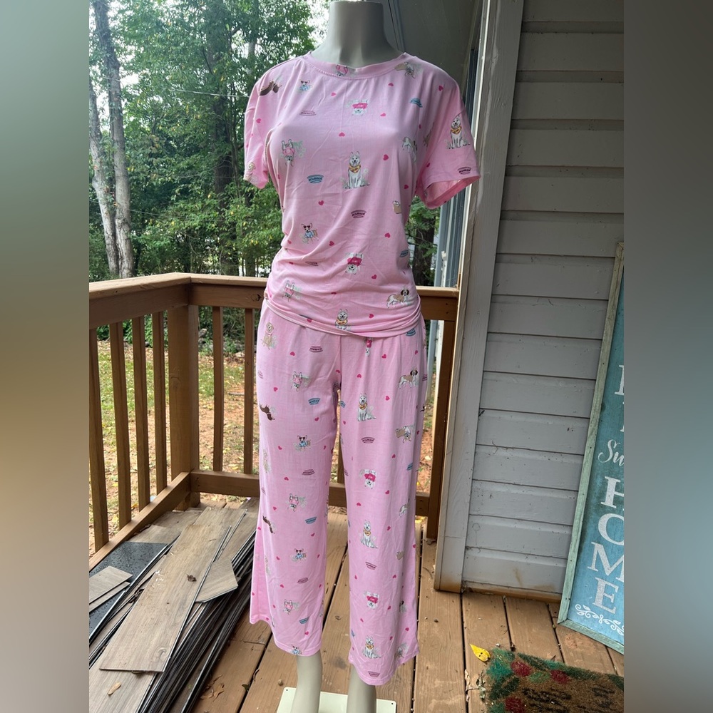 Pink Pajama Set with Doggy Prints